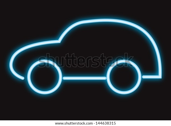 Neon tube car icon\
illustration