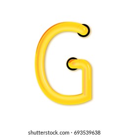 Neon Tube Style Light Letter G. Glowing Neon Capital Letter. 3D Rendering