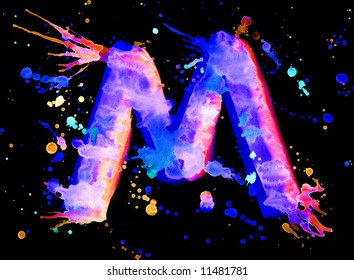 Neon Watercolor Paint - Letter M