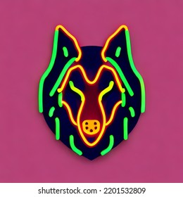 Neon Wolf Logo, Cool And Handsome