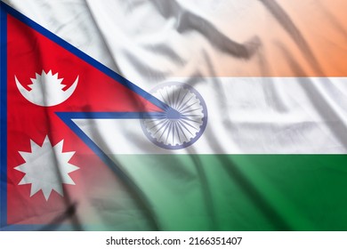 Nepal And India State Flag Transborder Contract IND NPL Symbol Country India Nepal Patriotism. 3d Image