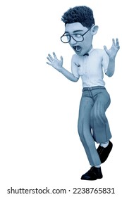 nerd cartoon eek pose. This smart boy in clipping path is very useful for yours funny graphic design creations, 3d illustration