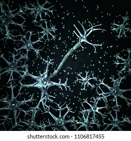 Nerve Cells, Myelin Sheath. 3d Illustration