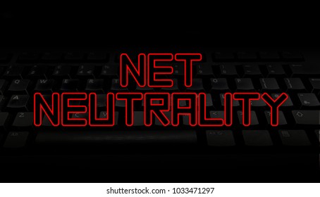 Net Neutrality red text over black keyboard illustration