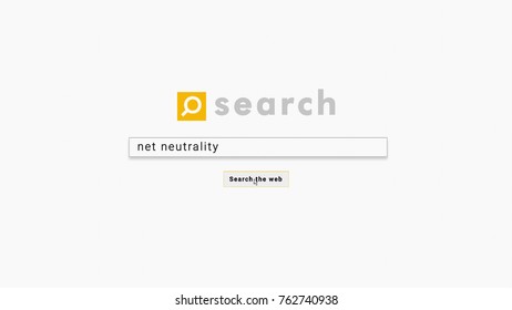 Net neutrality, search of the term in a web search engine, with pixelated effect that simulates an LCD screen