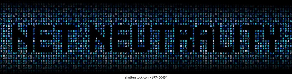 Net Neutrality text on hex code illustration