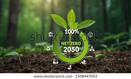 Net Zero Emissions 2050 Countdown Animation Net zero , carbon neutral concept. Net zero greenhouse gas emissions target 2050. Climate neutral long term strategy 2050.Illustration