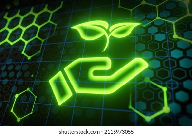 Net Zero Emissions By 2050 Policy Concept Illustration, Green Renewable Energy Technology For Clean Future