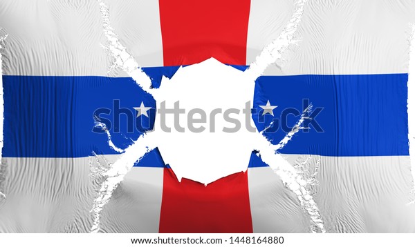 Netherlands Antilles 1986-2010 flag with a\
hole, white background, 3d\
rendering