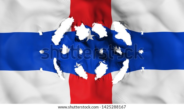 Netherlands Antilles 1986-2010 flag with a\
small holes, white background, 3d\
rendering
