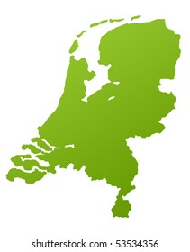Holland oder Niederlande Karte auf Grün, einzeln auf weißem Hintergrund.