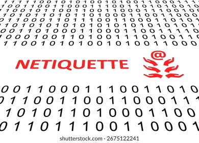 NETIQUETTE concept binary code 3d illustration