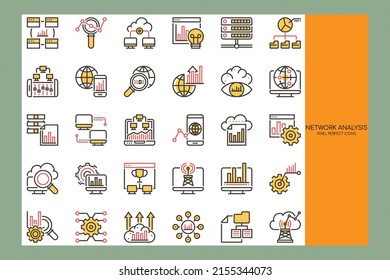 Network Analysis Duotone Icons Set Design