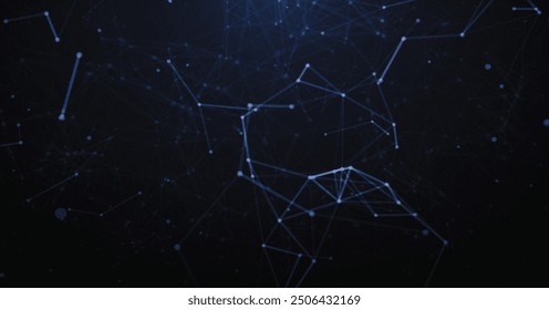 Network of blue lines and points in a tech theme. Illustration made using Adobe After Effects, Premium Image for background.