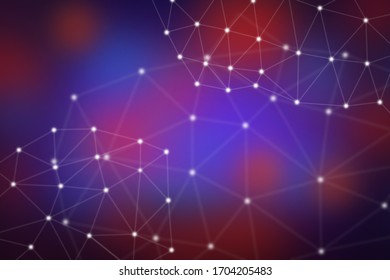Network with blurred blue red background