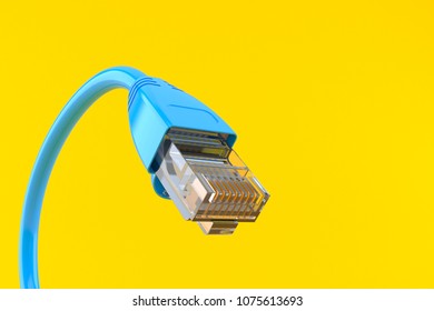 Network cable isolated on orange background. 3d illustration