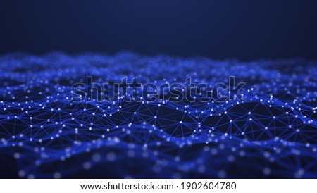 Network of connected points and lines. Technological background. 3d rendering.