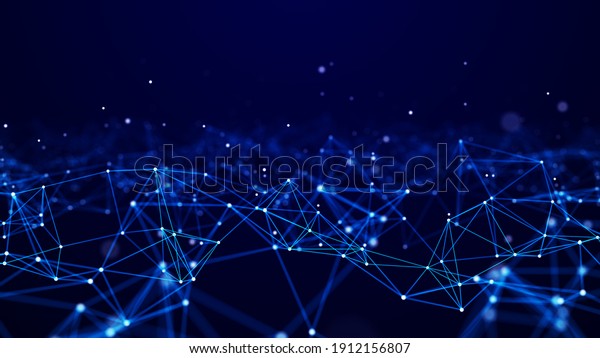 Network or connection. Abstract digital\
background of points and lines. Glowing plexus. Big data. Abstract\
technology science background. 3d\
rendering