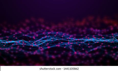 Network connection dots and lines. Technology background. 3d rendering.