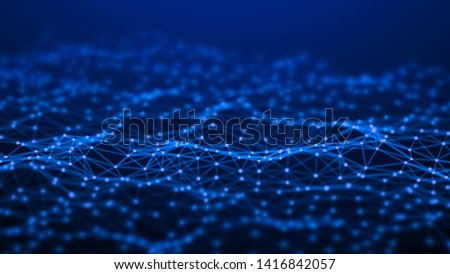 Network connection dots and lines. Technology background. 3d rendering.