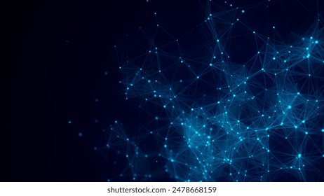 Network connection structure. Abstract blue background with moving dots, lines and triangles. Futuristic illustration. Digital technology design. 3d rendering - Powered by Shutterstock