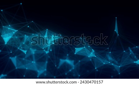 Network connection structure. Blue science background. Abstract digital background. Big data visualization. 3d rendering.