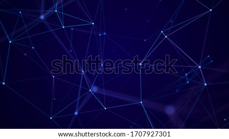 Network connection structure. Data transfer. Abstract background with interweaving of dots and lines. 3D rendering.
