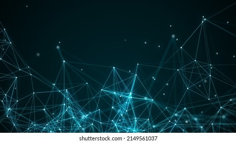 Network Connection Technology. Abstract Background With Points And Lines. Digital Futuristic Backdrop. Big Data Visualisation. 3D Rendering.