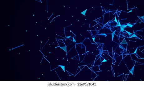 Network Connection Technology. Abstract Background With Points And Lines. Digital Futuristic Backdrop. Big Data Visualisation. 3D Rendering.