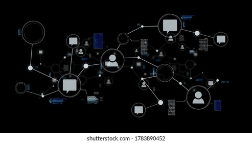 Network And Data Connections Overlay On Black