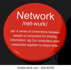 Network Definition Button Shows System Of Computers Or People Connected