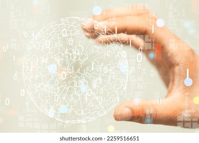 network digital interface in hand - Shutterstock ID 2259516651
