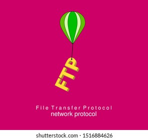 Network. File Transfer Protocol. The FTP is flying in a hot air balloon. Illustration on light background. Colorful flight. - Powered by Shutterstock