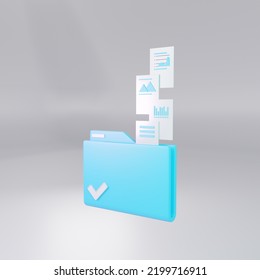 Network Folder For Backups And Storage Of All Documents. A Shared Folder. Infographic To Illustrate Data Storage Scheme. 3d Rendering.