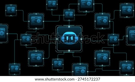 A network of interconnected digital nodes representing advanced technology and data communication, showcasing innovation and modern connectivity.
