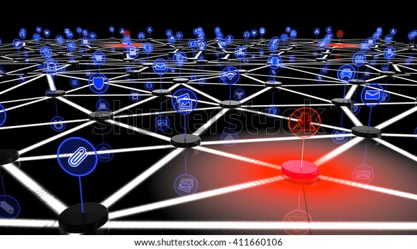 1つのノード上でハッカーに攻撃されたもののネットワーク 相互接続