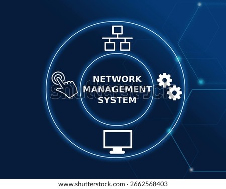 network management system tech concept.A system that provides tools and technologies to monitor, control, and optimize the performance, availability.