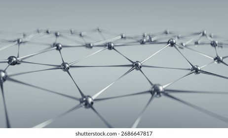Network Nodes. Abstract Digital Connectivity Art. The elegant design with glowing points and connecting lines creates a futuristic aesthetic. 3D render