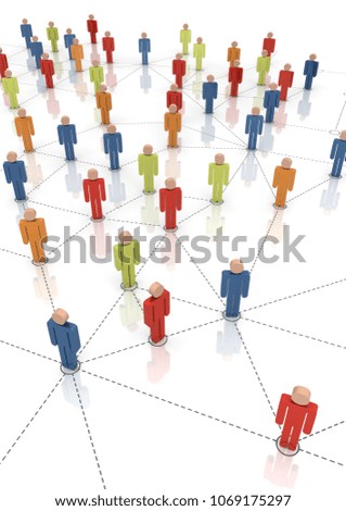Network of people, 3D rendering