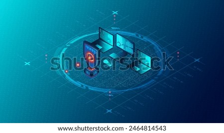 Network Security Concept - The Practice of Protecting a Computer Network from Unauthorized Access - 3D Illustration