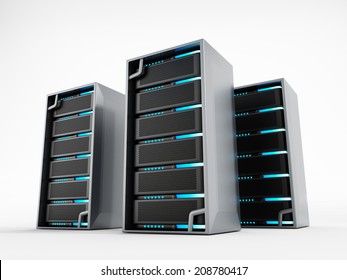 Network Servers Isolated On White