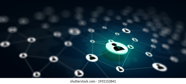 Networking People And Connecting People. People Icons Connected To Each Other With World Map Background. Network Community Concept. 3D Rendering And DOF.