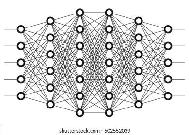 Neural Net. Neuron Network. Deep Learning. Cognitive Technology Concept. Raster Version.