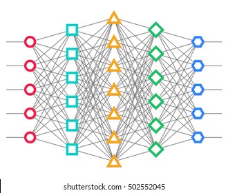 Neural Net. Neuron Network. Deep Learning. Cognitive Technology Concept. Raster Version.