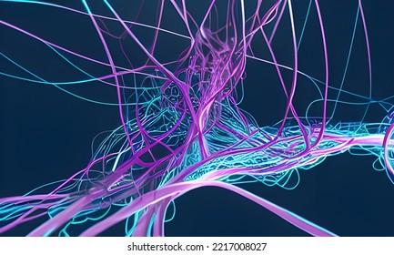 Neural network. Under microscope microbiological system. High resolution photorealistic microbiology. - Powered by Shutterstock