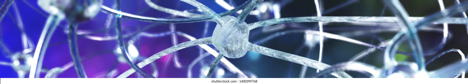 Neuron close up, nerve node, neural network, nerves, 3d rendering