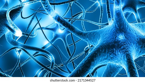 Neuron electrical impulse. 3d illustration	