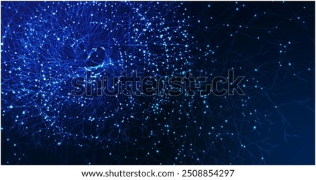 Neuron network. Neural net structure. Digital artificial organism. Human mind cells data analysis. Big science medical concept.