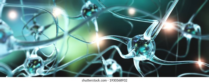 neuron, neuron transmits a signal, nerve node, neural network, 3D rendering