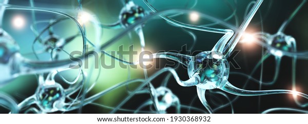 neuron, neuron transmits a signal, nerve node,\
neural network, 3D\
rendering
